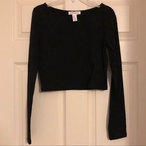 Forever21 Black Long Sleeve Crop Top